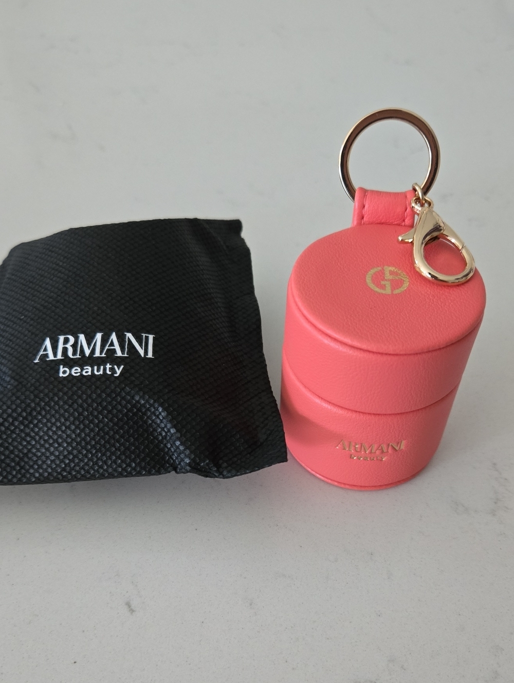 New Armani Beauty Dolci Blush Mini Vanity Case KeyChain / Jewelry Holder Keyring